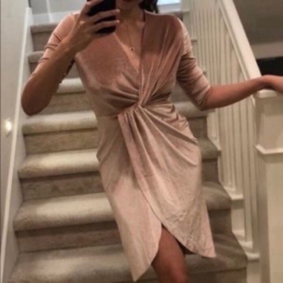 Champagne Velour Zara Basics Cocktail Dress - Picture 1 of 13